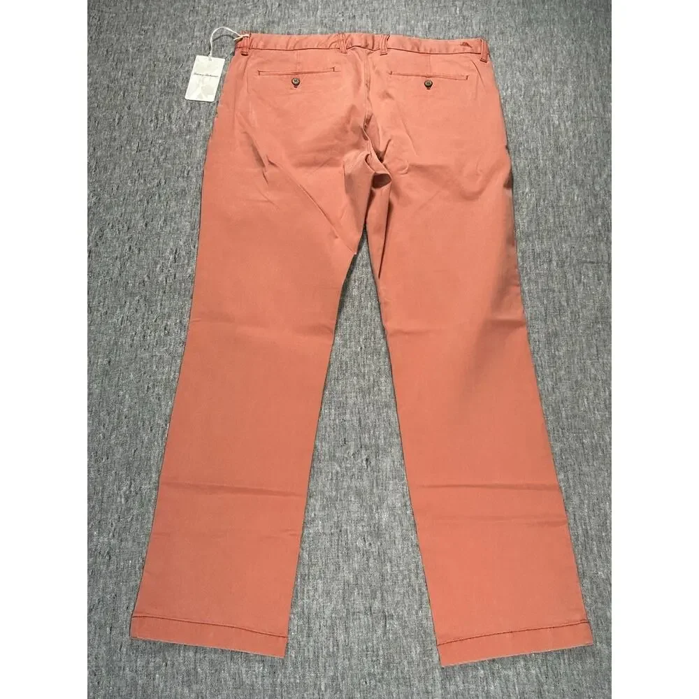 Tommy Bahama Boracay Pants Mens 35x32 Coral Orange Stretch Beachy Resort Wear